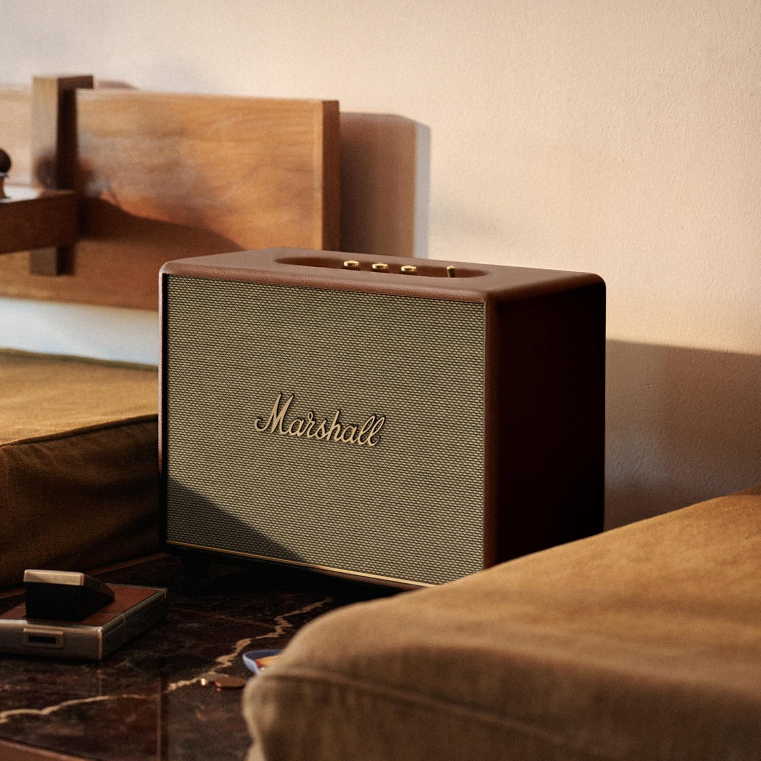 Marshall Woburn III Brown Wired Connectivity Home Speaker with HDMI Input, Bluetooth 5.2 & RCA or 3.5mm Input Mahajan Electronics online