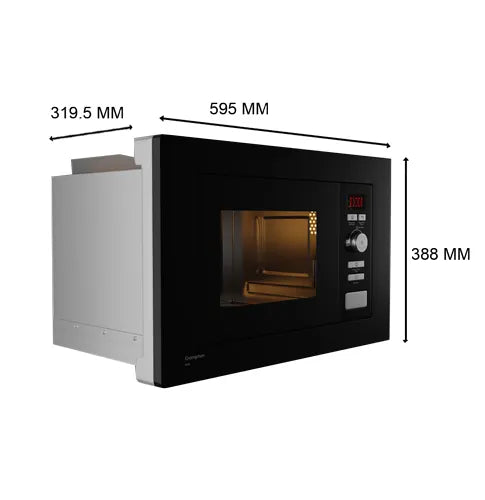 Crompton Voila 20L Built-In Microwave Oven (Midnight Black) – Grill, Combi, 8 Auto Menus, Stainless Steel Cavity, 2-Year Warranty