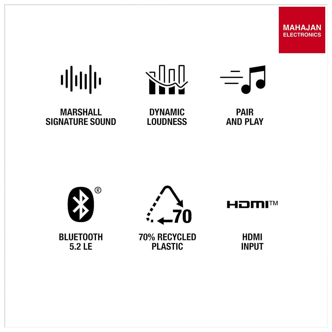 Marshall Woburn III Brown Wired Connectivity Home Speaker with HDMI Input, Bluetooth 5.2 & RCA or 3.5mm Input – Mahajan Electronics Online.