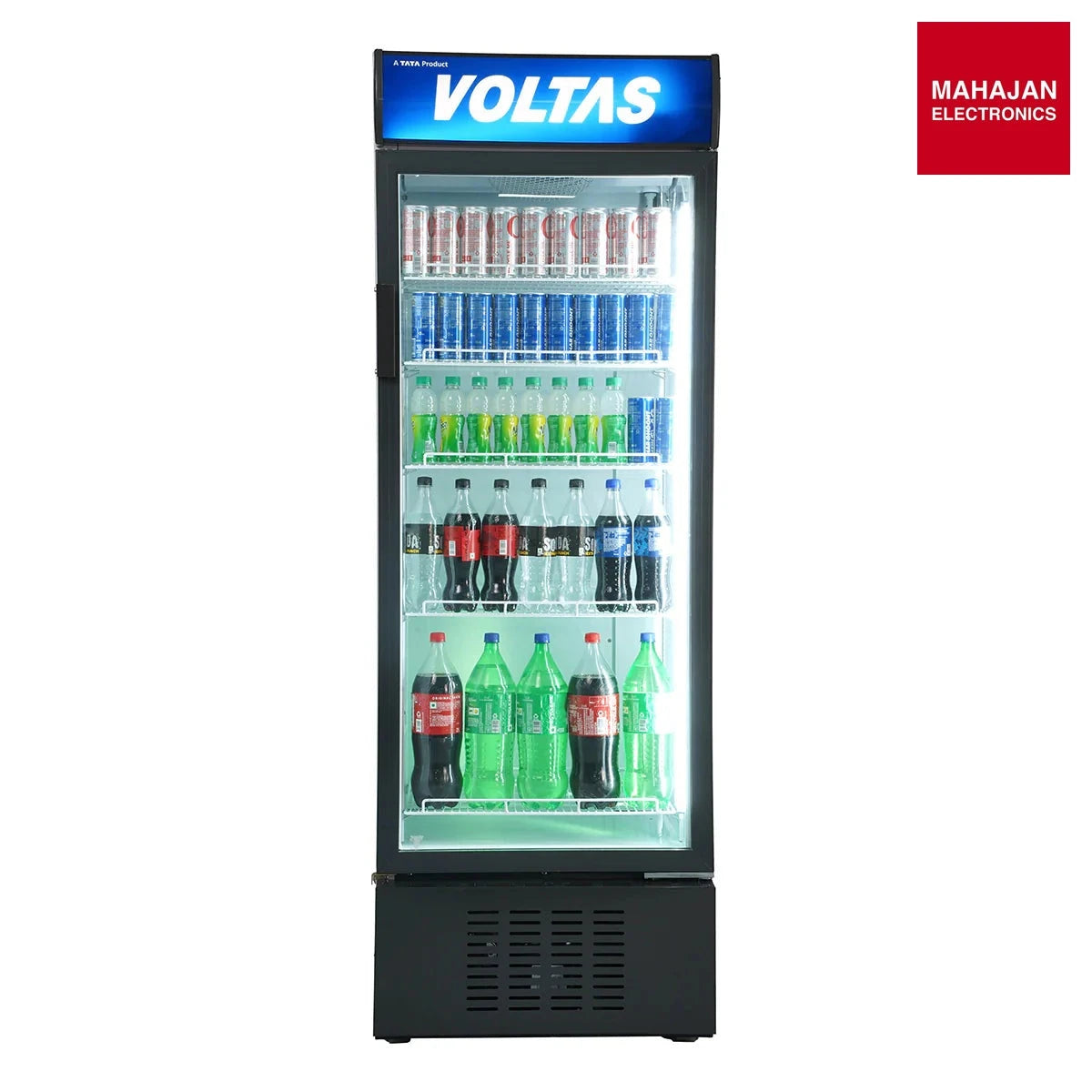 Voltas VC GT 450 SD P 450 L Single Door Visi Cooler Commercial Refrigerator for Beverages (Metallic Egrey) – Mahajan Electronics Online.