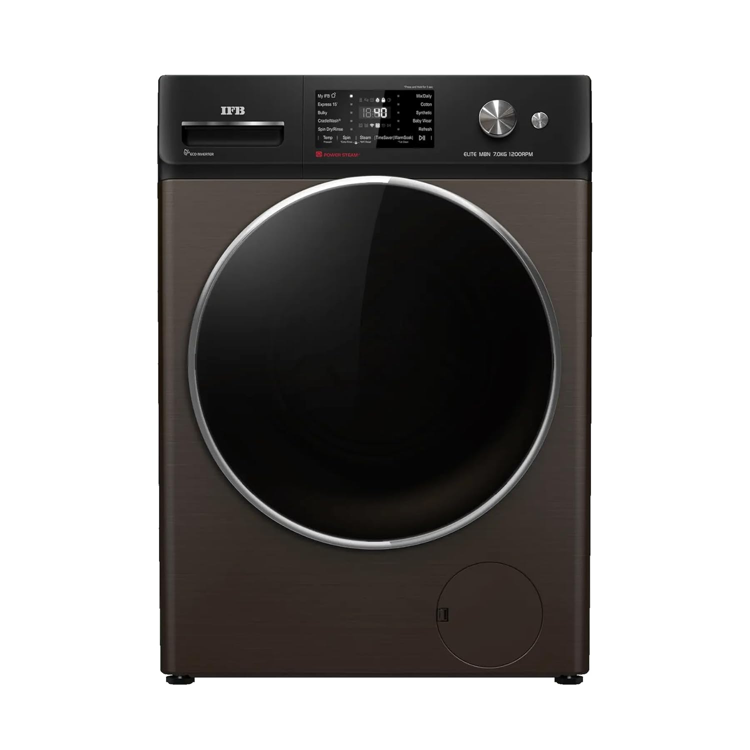IFB ELITE MBN 7012HK 7 Kg 5 Star Fully Automatic Front Load Washing Machine – AI Technology, Power Steam®, Wi-Fi Enabled, Mocha Hairline Finish