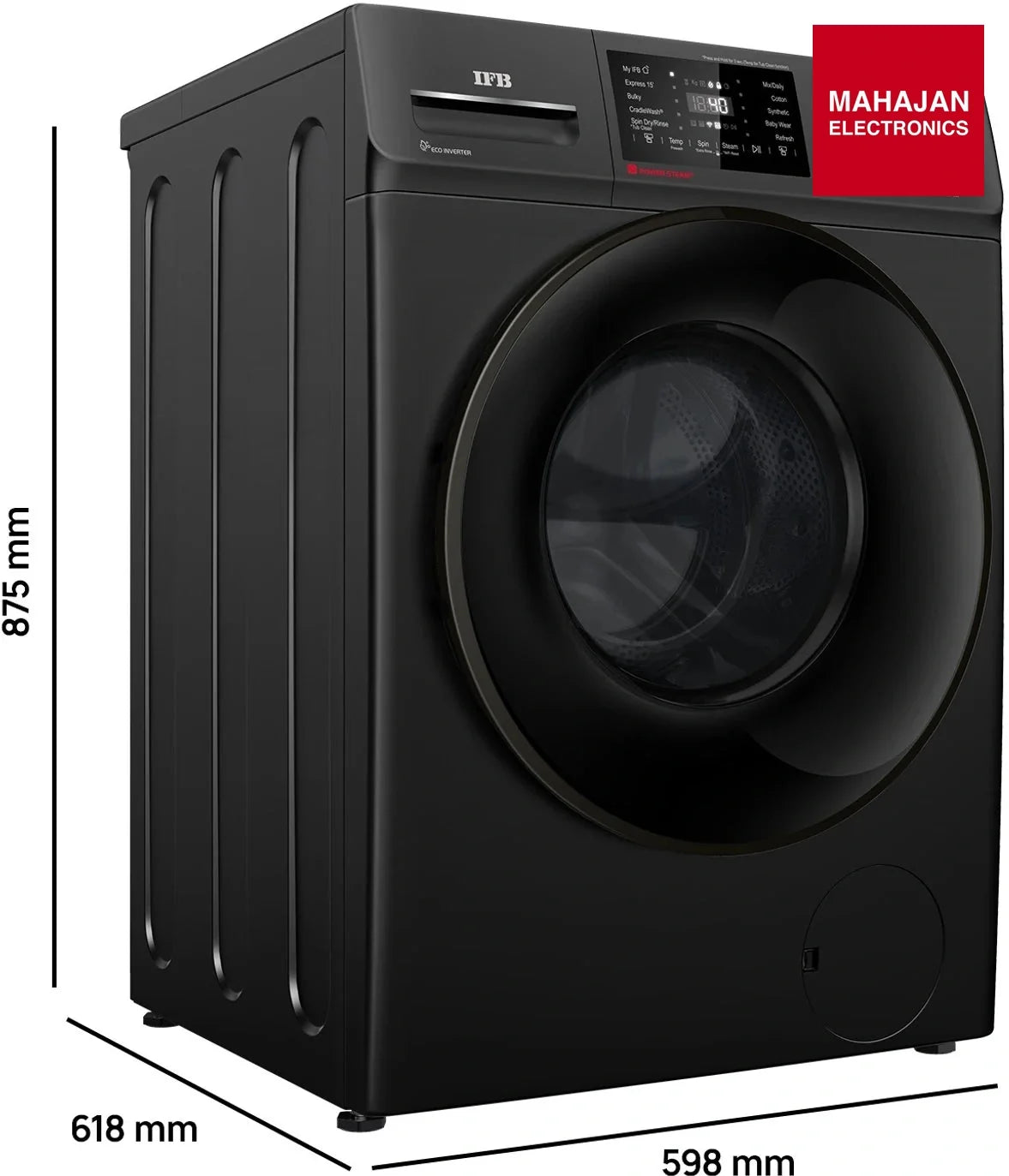 IFB SENATOR BXN 8012 CMS 8 Kg 5 Star AI Powered Front Load Washing Machine | WiFi | PowerSteam® | Steam Refresh | Eco Inverter | Black – Mahajan Electronics Online.