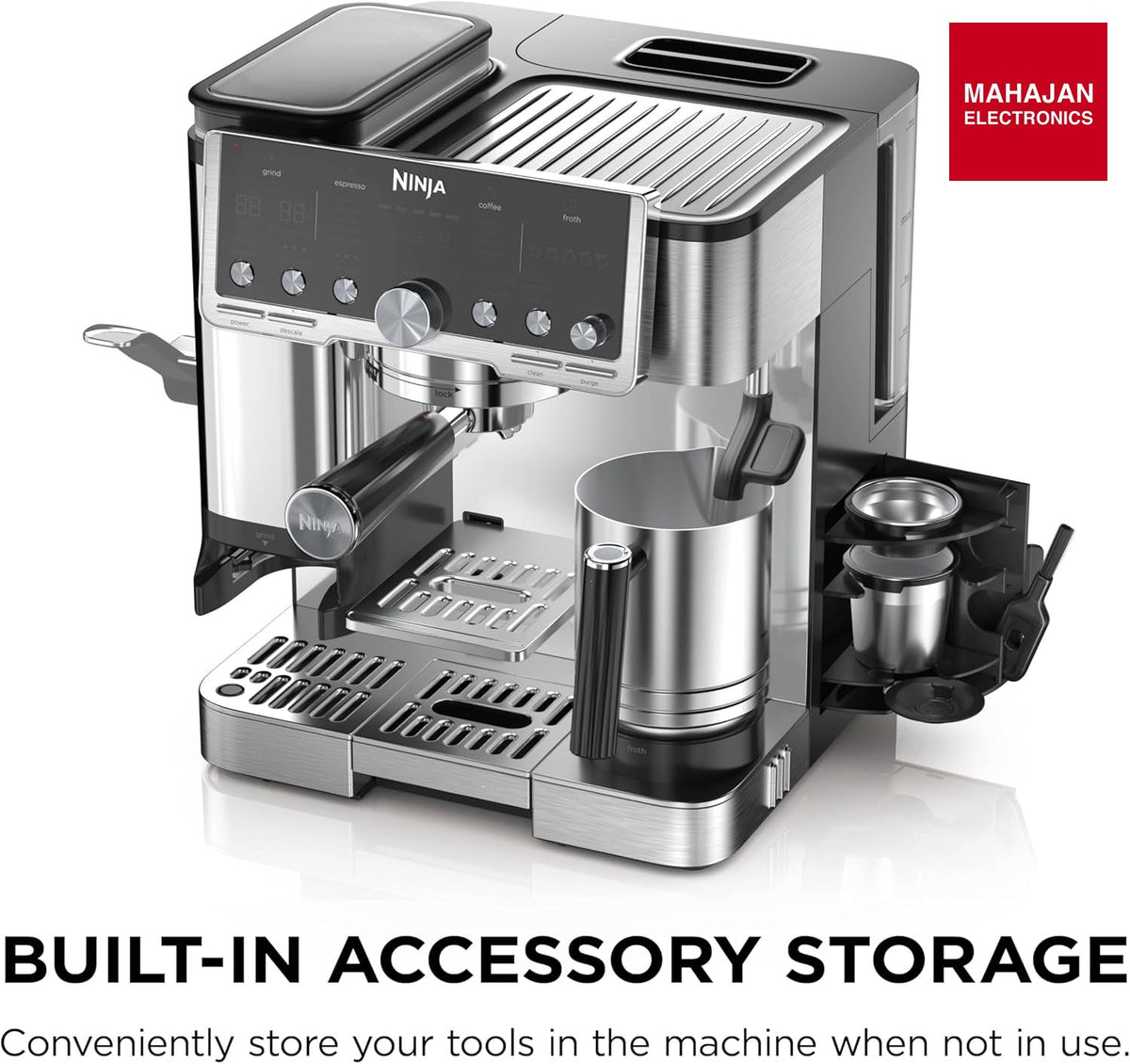 Ninja ES701 Luxe Café Pro Series, Espresso Machine, Drip Coffee, Cold Brew, Hot Water, Integrated Tamper, Built-in Grinder, Hands-Free Frother for – Mahajan Electronics Online.