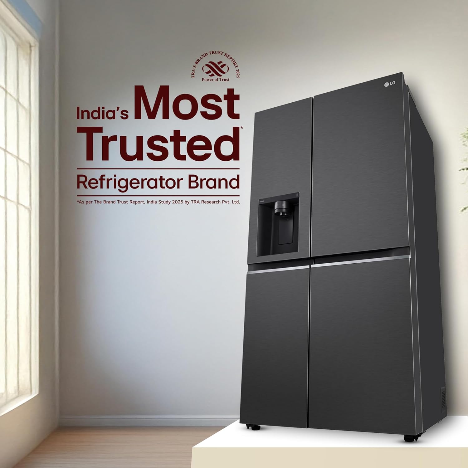 LG GL-L257CMC3 630 L, 3 Star, Frost-Free, Double Door, Door Cooling+, Hygiene Fresh+, Smart Inverter, Wi-Fi Convertible Side By Side Refrigerator with AI ThinQ ( Matt Black, Ice & Water Dispenser) Mahajan Electronics Online