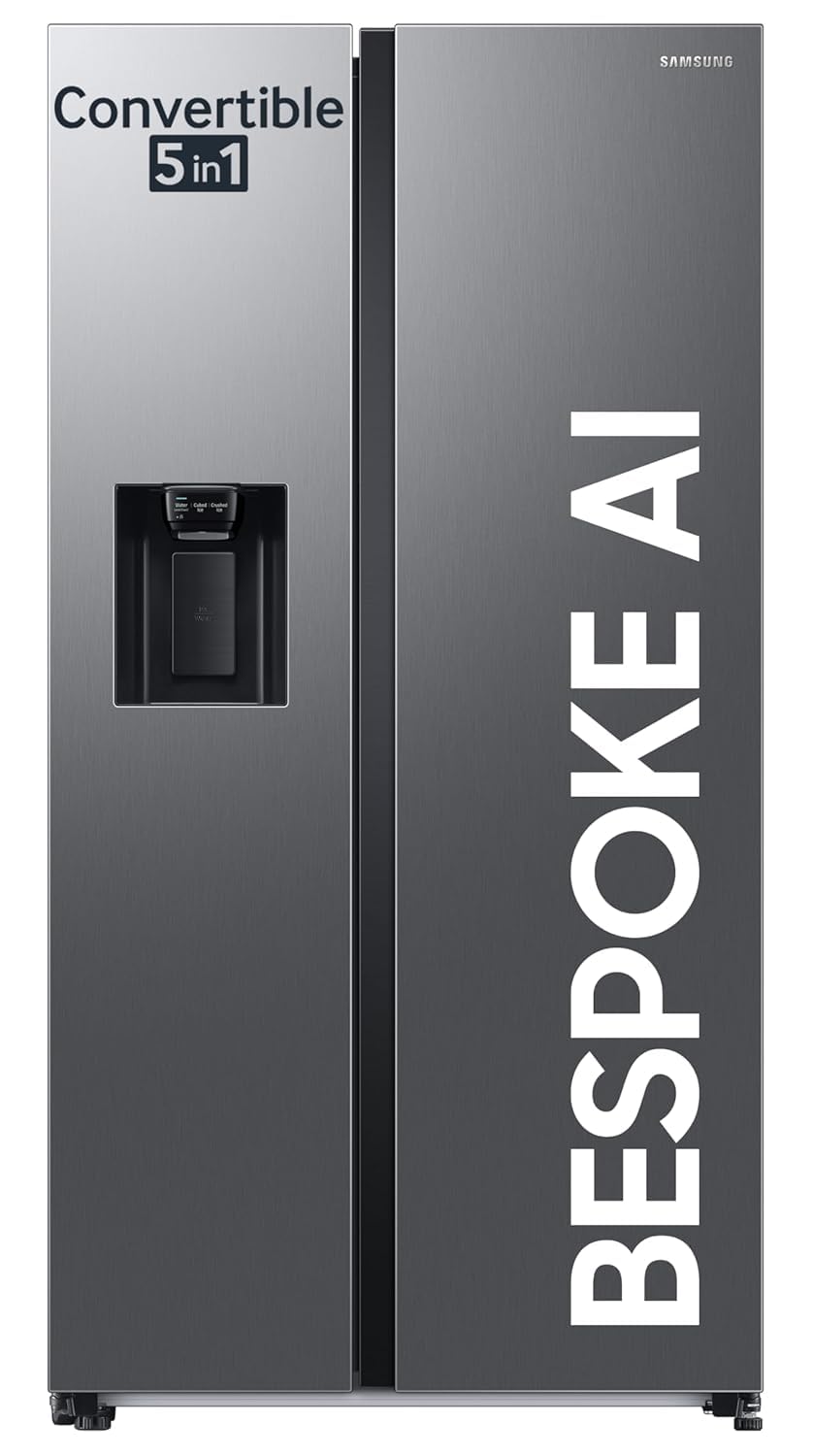Samsung RS78CG8543S9HL 633 L, 3 Star, Frost Free, Double Door, Convertible 5-in-1 Digital Inverter, Side By Side Refrigerator with AI, WiFi & Water & Ice Dispenser ( Silver, Refined Inox) Mahajan Electronics online