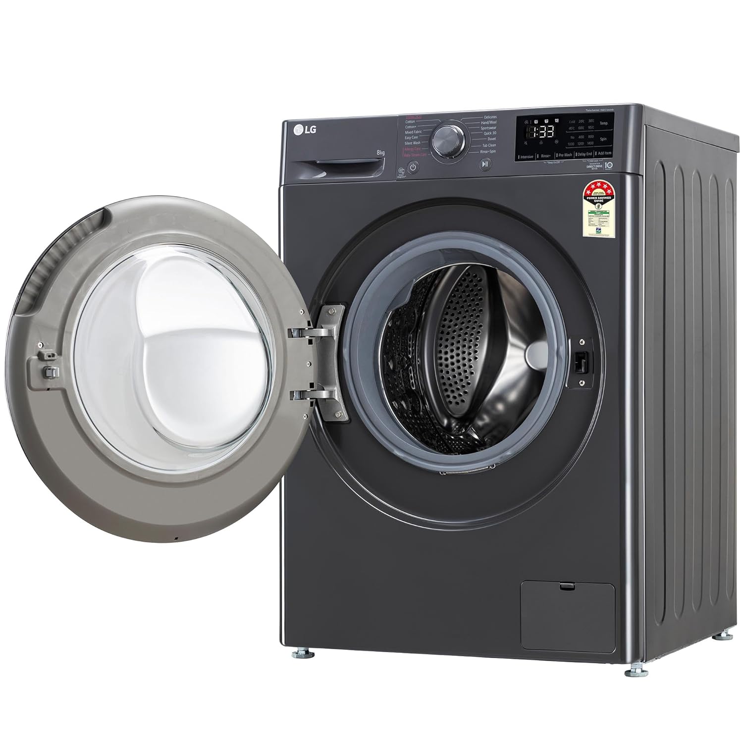 LG FHP1208Z3M 8 Kg, 5 Star, AI Direct Drive Technology, Steam & 6 Motion DD Fully-Automatic Front Load Washing Machine ( Intelligent & Convenient Fabric Care, Allergy Care, Middle Black) Mahajan Electronics Online
