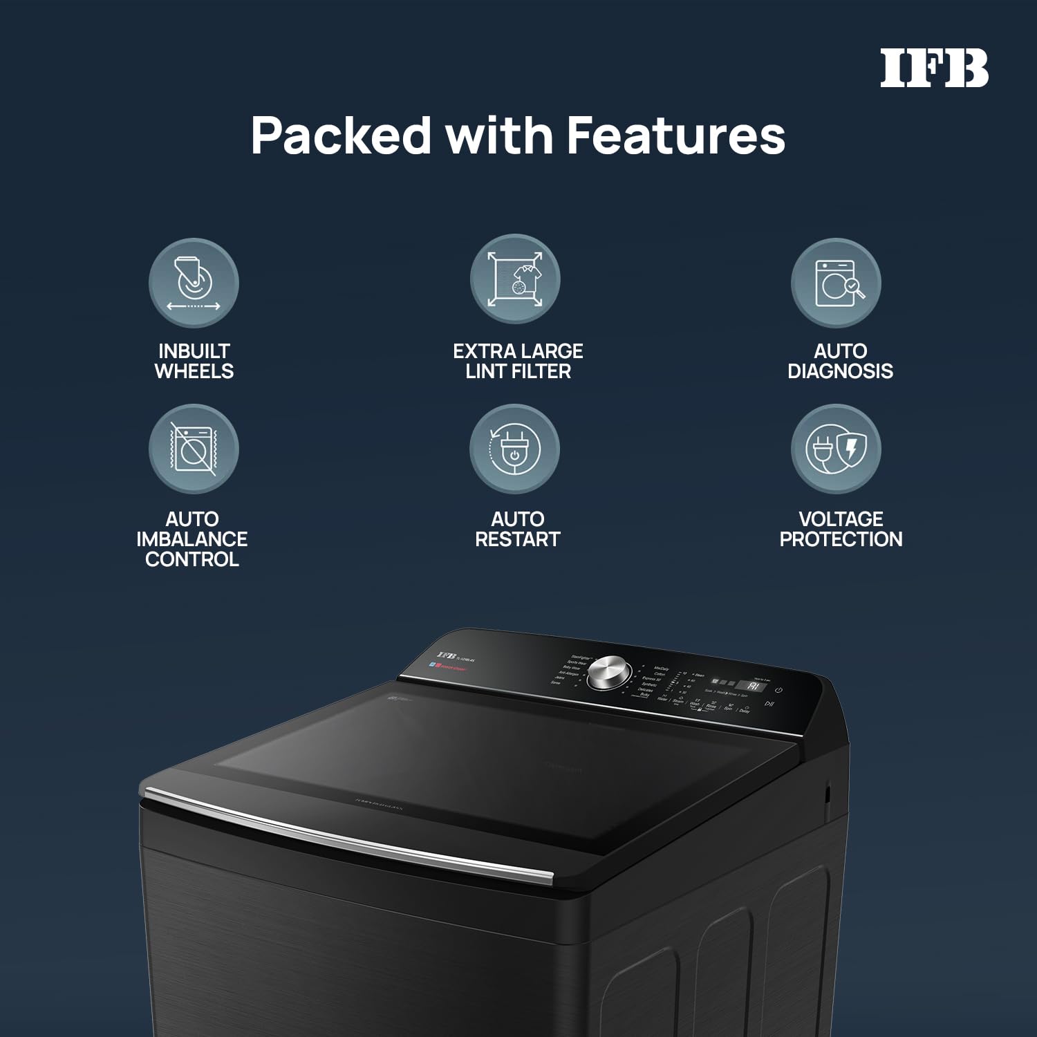 IFB TL121BL4SN 12 Kg 5 Star with DeepClean® Technology, AI Powered, Fully Automatic Top Load Washing Machine (2025 Model, PowerSteam®, Inbuilt Heater, 5D Wash, Aqua Energie, Black VCM) Mahajan Electronics Online