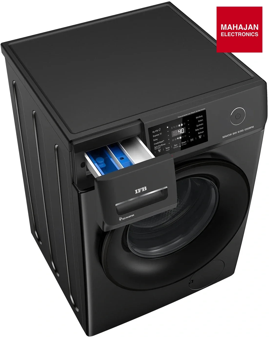 IFB SENATOR BXN 8012 CMS 8 Kg 5 Star AI Powered Front Load Washing Machine | WiFi | PowerSteam® | Steam Refresh | Eco Inverter | Black – Mahajan Electronics Online.