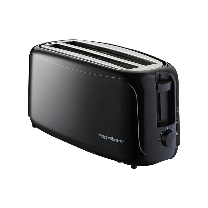 Morphy Richards AT402 4 Slice Pop-up Toaster, 1450W, 7 Browning Levels, Wide Slots, Removable Crumb Tray – Black Mahajan Electronics Online