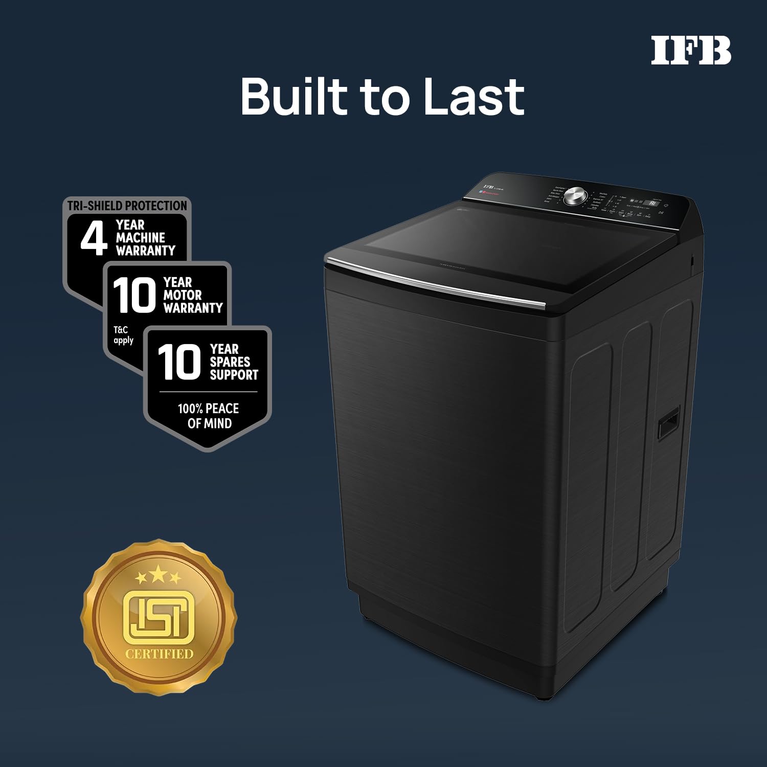IFB TL121BL4SN 12 Kg 5 Star with DeepClean® Technology, AI Powered, Fully Automatic Top Load Washing Machine (2025 Model, PowerSteam®, Inbuilt Heater, 5D Wash, Aqua Energie, Black VCM) Mahajan Electronics Online