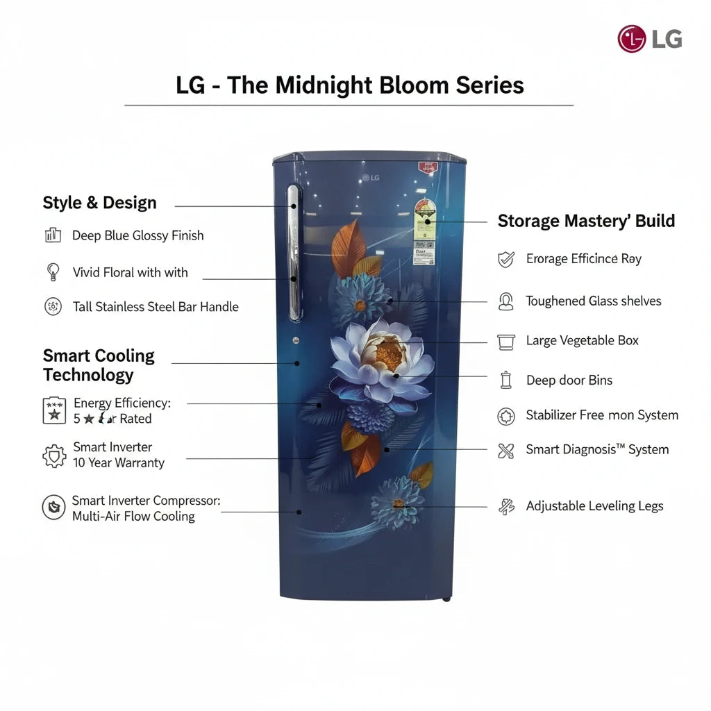 LG GLD2736YBBW 261 L Direct Cool Single Door Refrigerator (Blue Waterlily) Mahajan Electronics Online