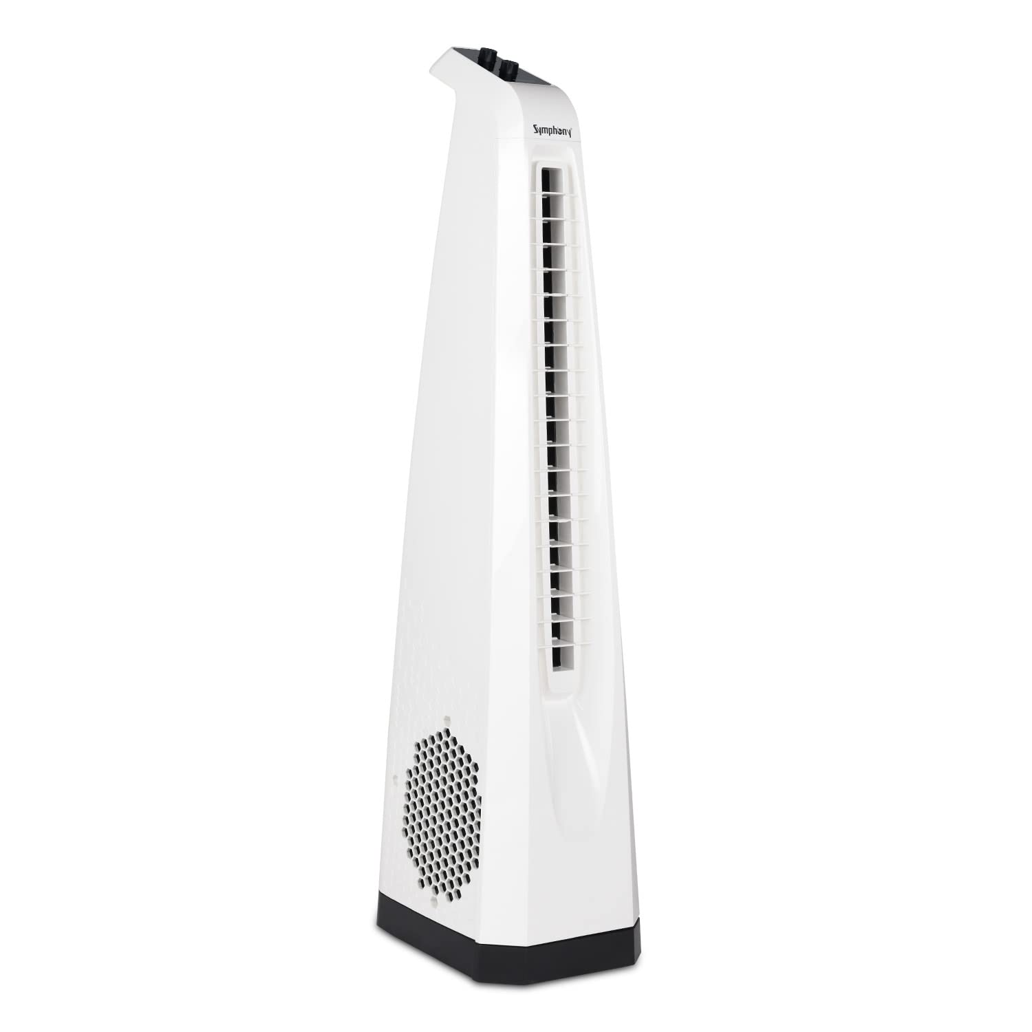 Symphony Surround Bladeless Tower Fan for Room & Office | High-Speed with Swivel Action & Simple Knob Control | Low Power Consumption | 1 Year Warranty | White Mahajan Electronics Online