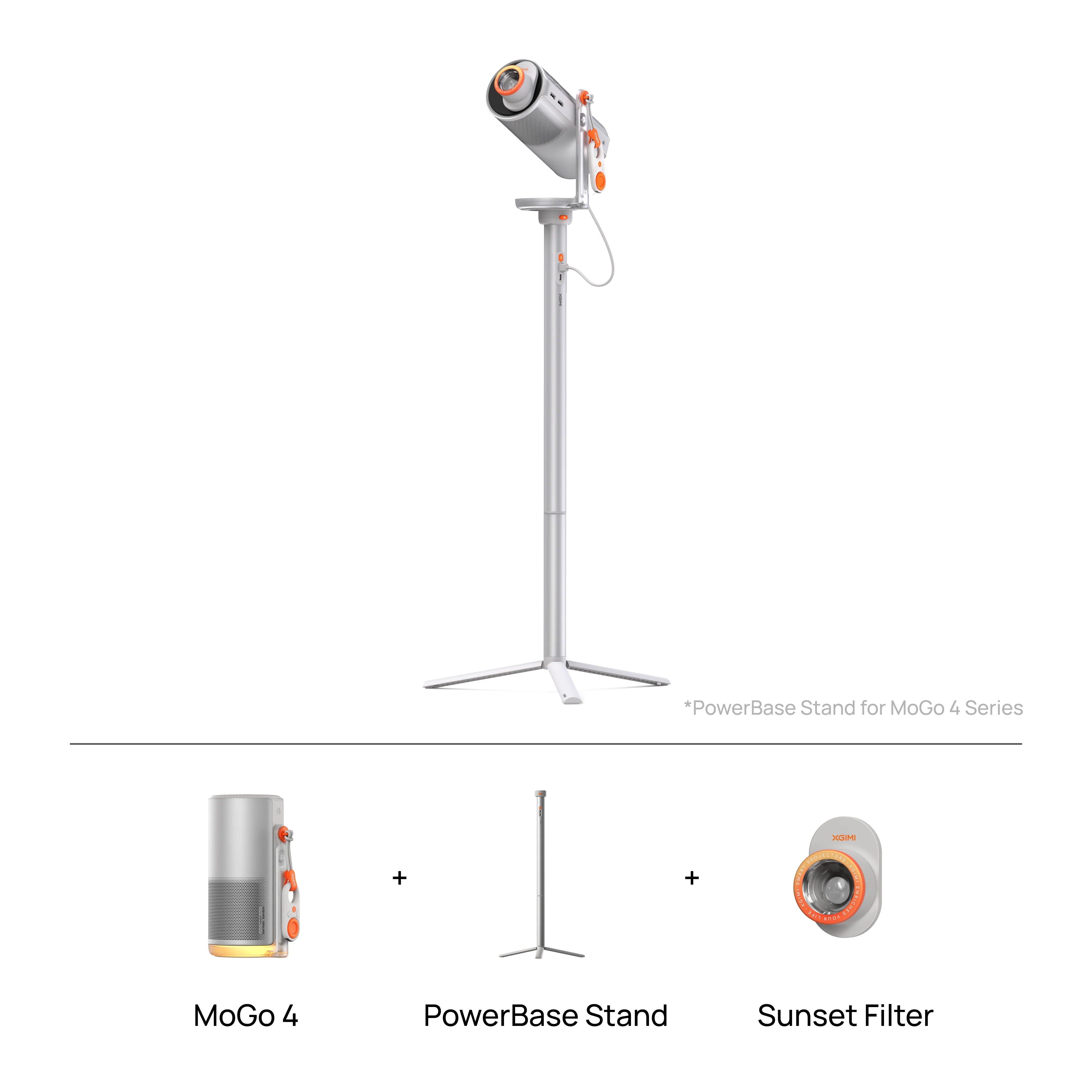 XGIMI MoGo 4 + PowerBase Stand Portable Projector and PowerBase Floor Stand Bundle XGimi