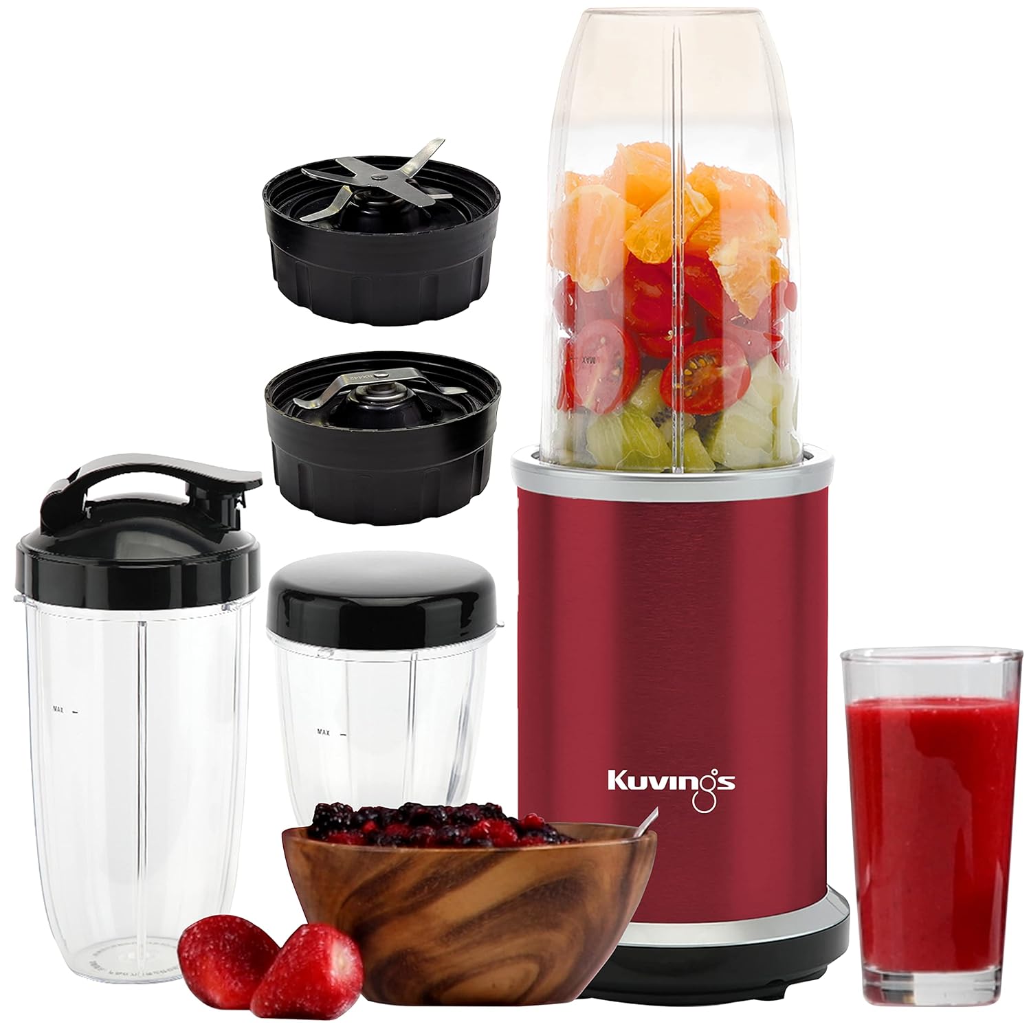 Kuvings Nutri Blender PRO Ferrari Red, Powerful 1000 Watts Motor, Longest Warranty 7 Years, Mixer/Grinder/Smoothie Maker, Blender for Smoothies and Juices, Stainless Steel Body, 2 Blade Set: Wet & Dry Mahajan Electronics Online