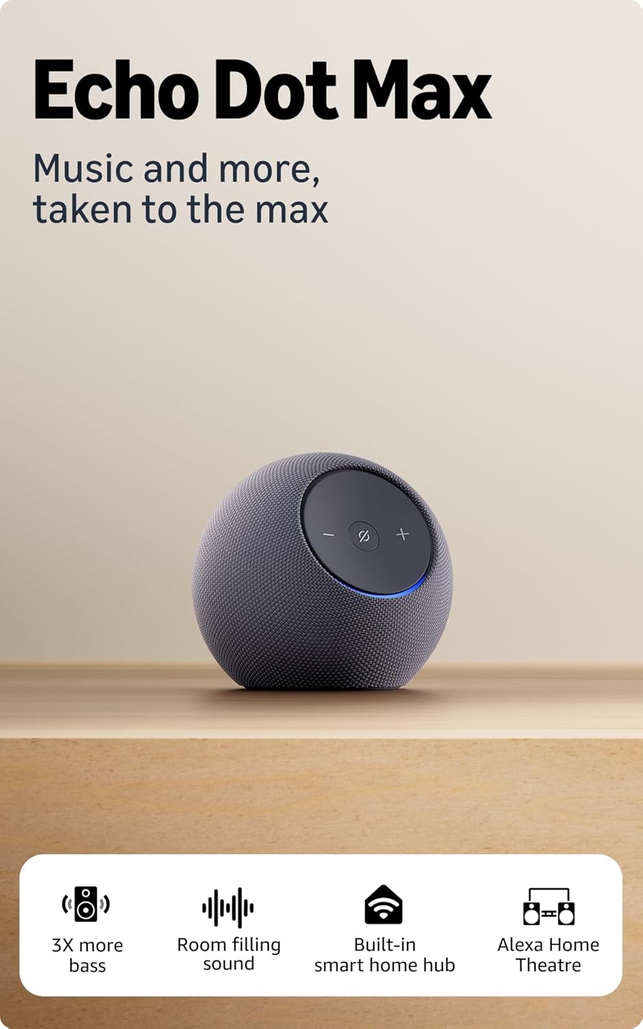 All-new Amazon Echo Dot Max, Alexa speaker with 3X bass and room-filling sound, hands-free smart home โ Mahajan Electronics Online.