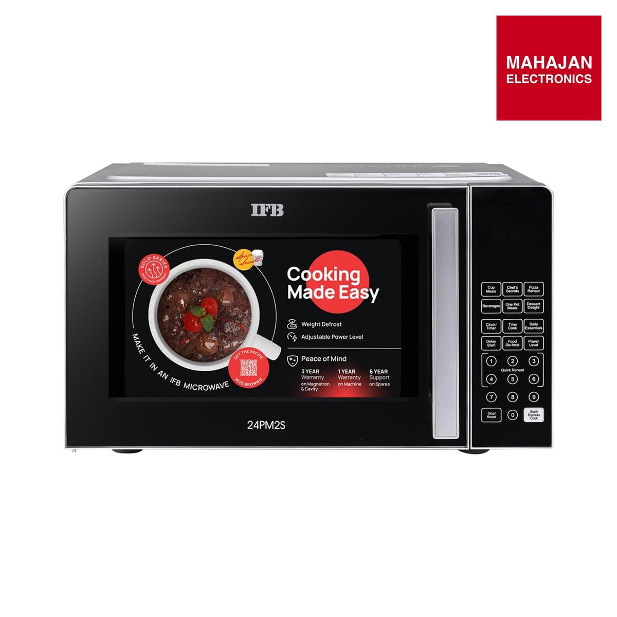 IFB 24PM2S 24 L Solo Microwave Oven (Silver) | 69 Auto Cook Menus | Anti-Rust Cavity | Touch Keypad | Made in India – Mahajan Electronics Online.