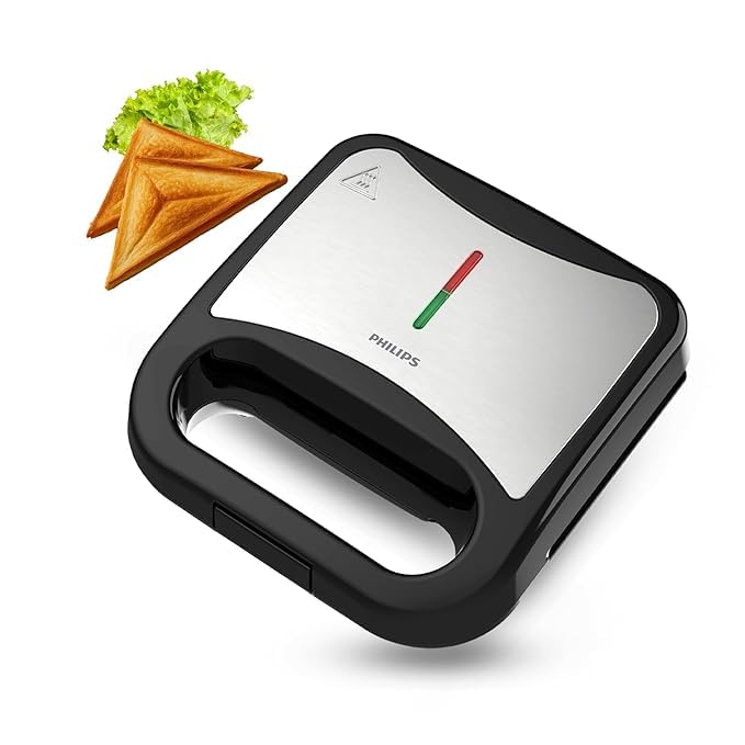 Philips HD1000/00 XL Sandwich Maker | 800W | Non-Stick Coated Plates | UHD Technology | Easy Locking | Black with Metallic Finish Mahajan Electronics Online
