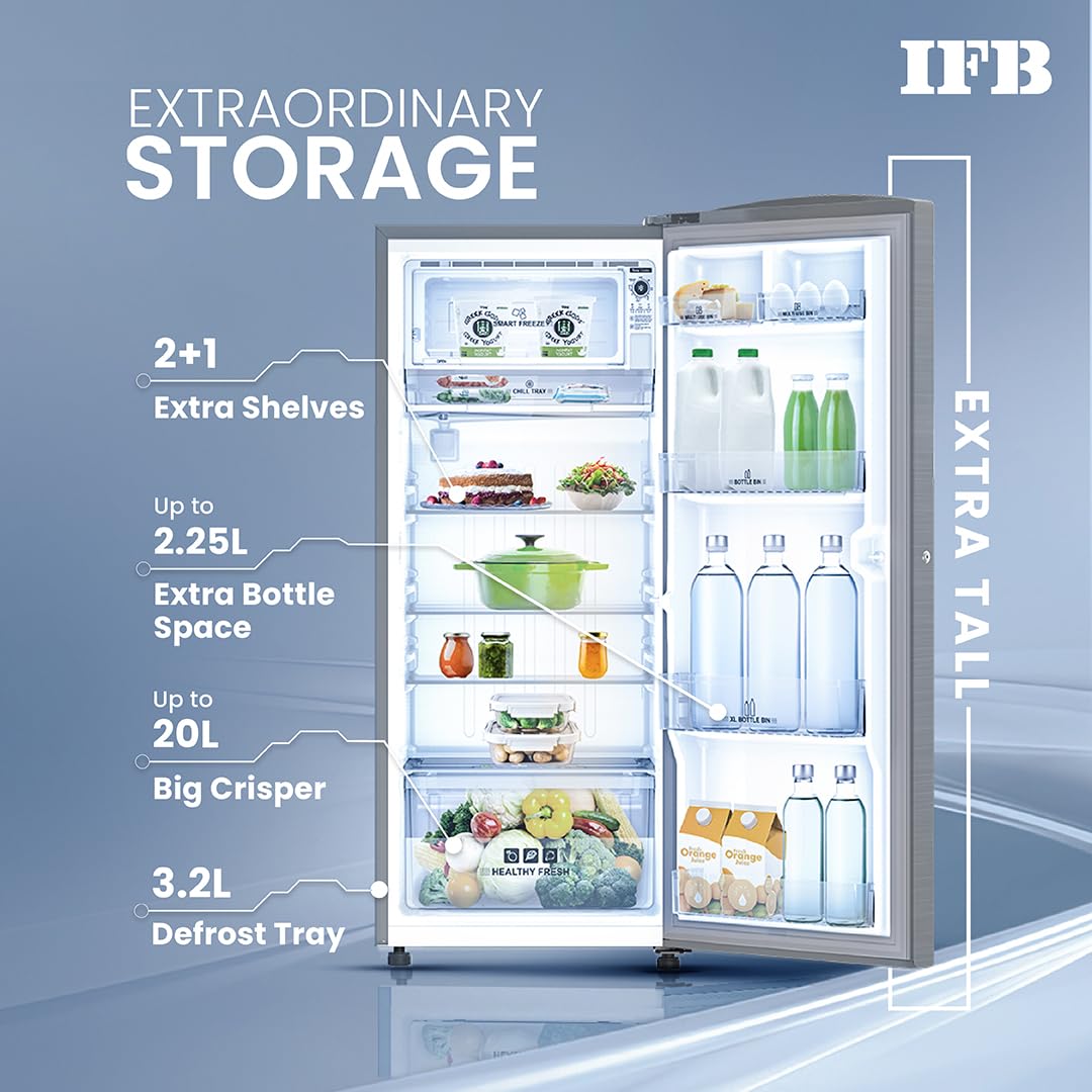 IFB IFBDC-2235IAG 197L 5 Star Direct Cool Advanced Inverter Single Door Refrigerator (White Humidity Controller, Extraordinary Space) Mahajan Electronics Online