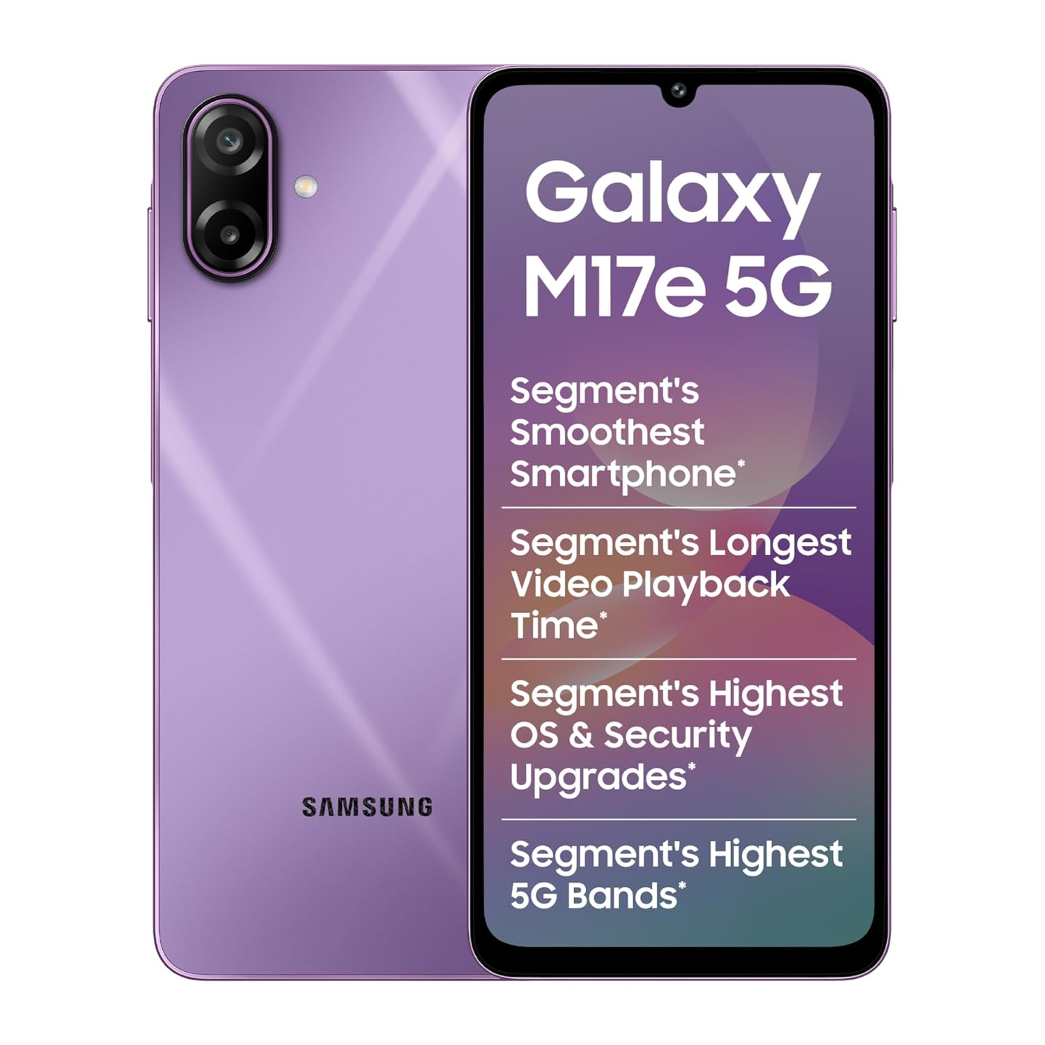 Samsung Galaxy M17e 5G Mobile (Vibe Violet, 4GB RAM, 128GB Storage) | Smoothest 120 Hz Refresh Rate| Monster 6000 mAh Battery | IP54 | 6 Gen OS Upgrades | AI | Gemini Live | Without Charger Mahajan Electronics Online