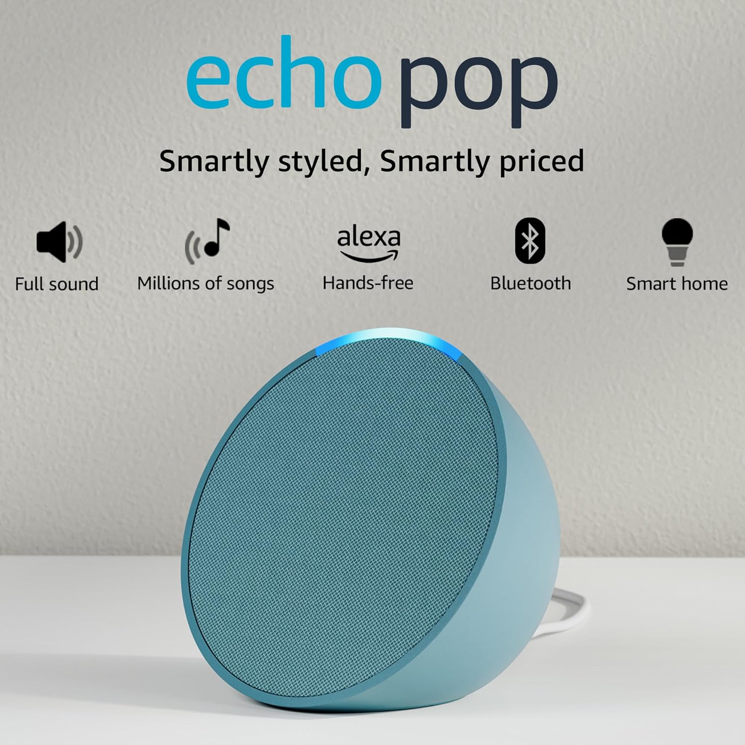 Amazon Echo Pop| Smart speaker with Alexa and Bluetooth| Loud sound, balanced bass, crisp vocals| Green Amazon