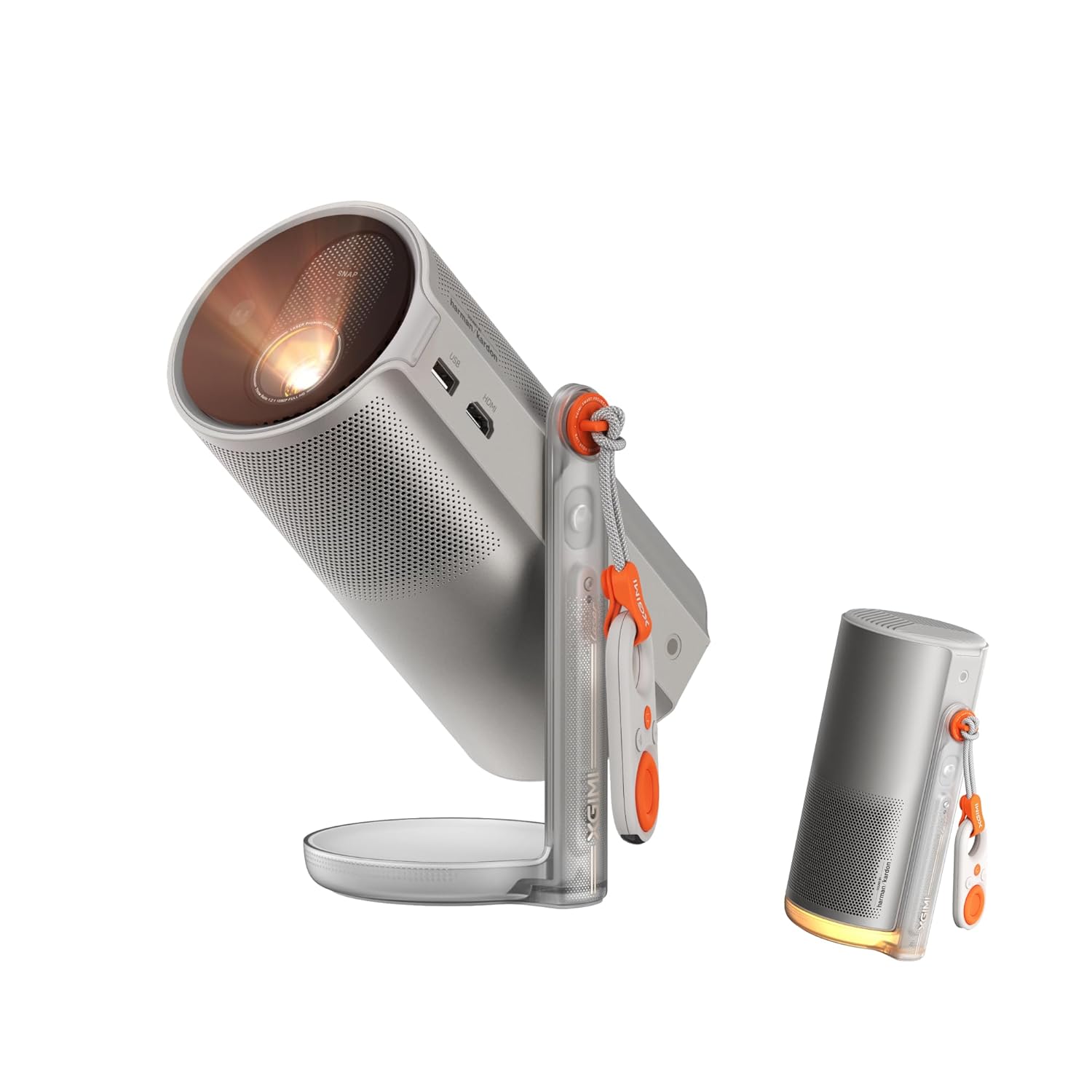 XGIMI 2025 New Launch MoGo 4 Laser Portable Projector with 4 Filters, 550 ISO Lumens, 360° Built-in Stand, Built-in Battery, 2.5H Movie Time, Google TV with Licensed Netflix, 2×6W Harman Kardon Mahajan Electronics online