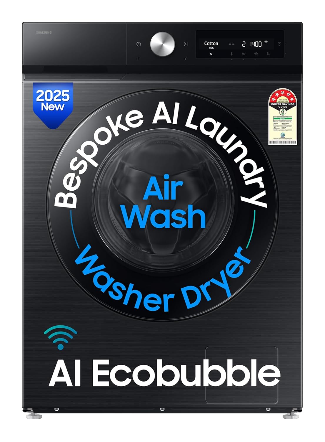 Samsung WD12FB7B34GBTL 12 kg (Wash) / 7 kg (Dry), 5 Star, AI EcoBubble, AI Control, AI Energy Mode, Air Wash, Hygiene Steam, Wi-Fi, Digital Inverter, Fully-Automatic Front Load Washer Dryer ( Black) Mahajan Electronics Online