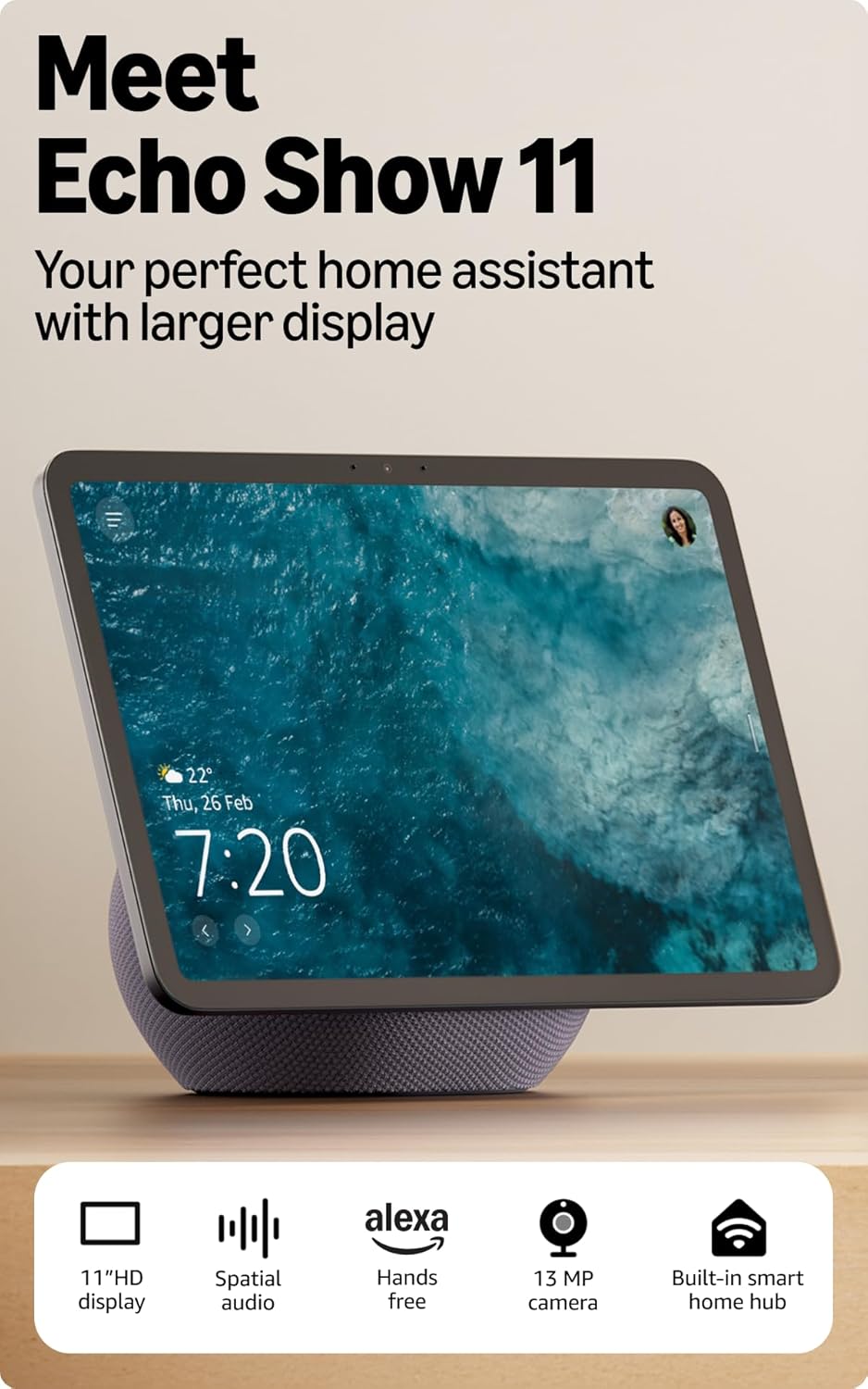 Amazon Echo Show 11 Full HD Display With Spatial Audio & Alexa,13 MP Camera,Graphite