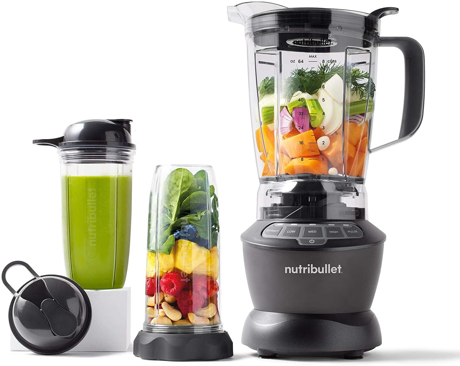 Nutribullet NBC-1209DG 1200W Combo Blender, Mixer, Grinder, Smoothie Maker, Food Processor, "The Original Nutribullet", 3 Unbreakable Jars, 1.8L Extra Large Pitcher & Tamper, 2yrs warranty (Dark Grey) Mahajan Electronics Online