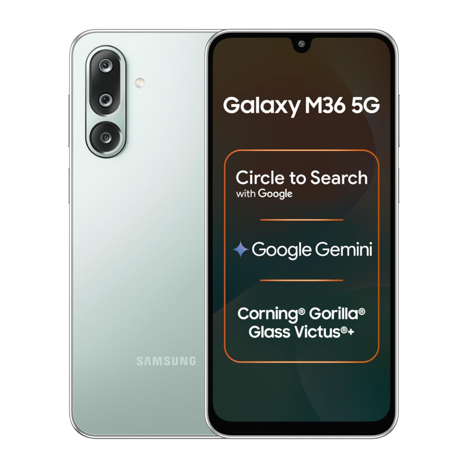 Samsung Galaxy M36 5G (Light Green, 6 GB RAM, 128 GB Storage)| Circle to Search| Google Gemini| Corning Gorilla Glass Victus+| 7.7mm Slim| AI Enhanced 50 MP OIS Triple Camera| Unmatched Nightography Mahajan Electronics Online