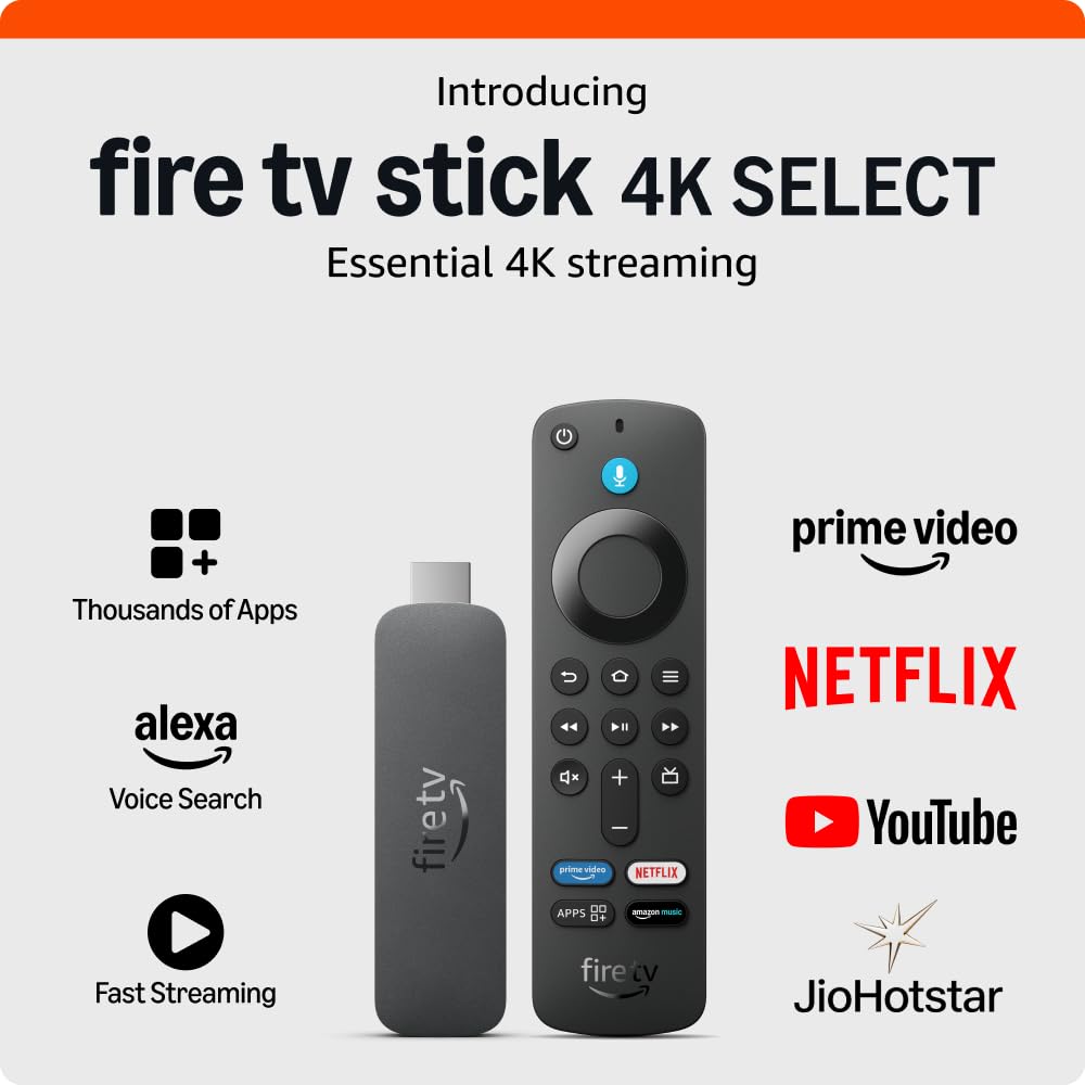Amazon Fire TV Stick 4K Select (newest model), start streaming in 4K, Alexa voice search, stream lakhs of movies & episodes, free and live TV Mahajan Electronics Online