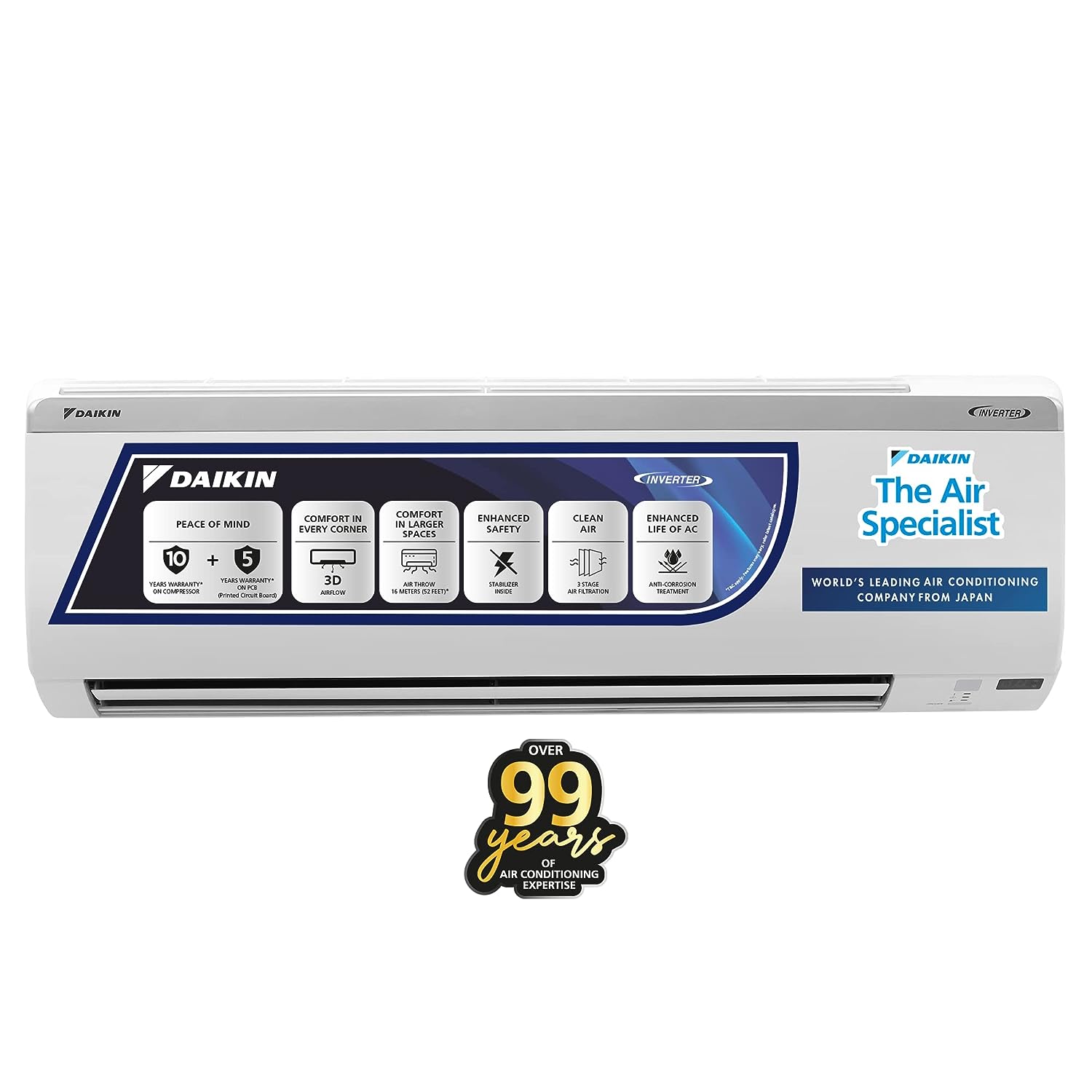 Daikin FTKY50UV16V39 1.5 Ton 3 Star Inverter with Display Split AC (Copper, PM 2.5 Filter, White)2024 Mahajan Electronics Online