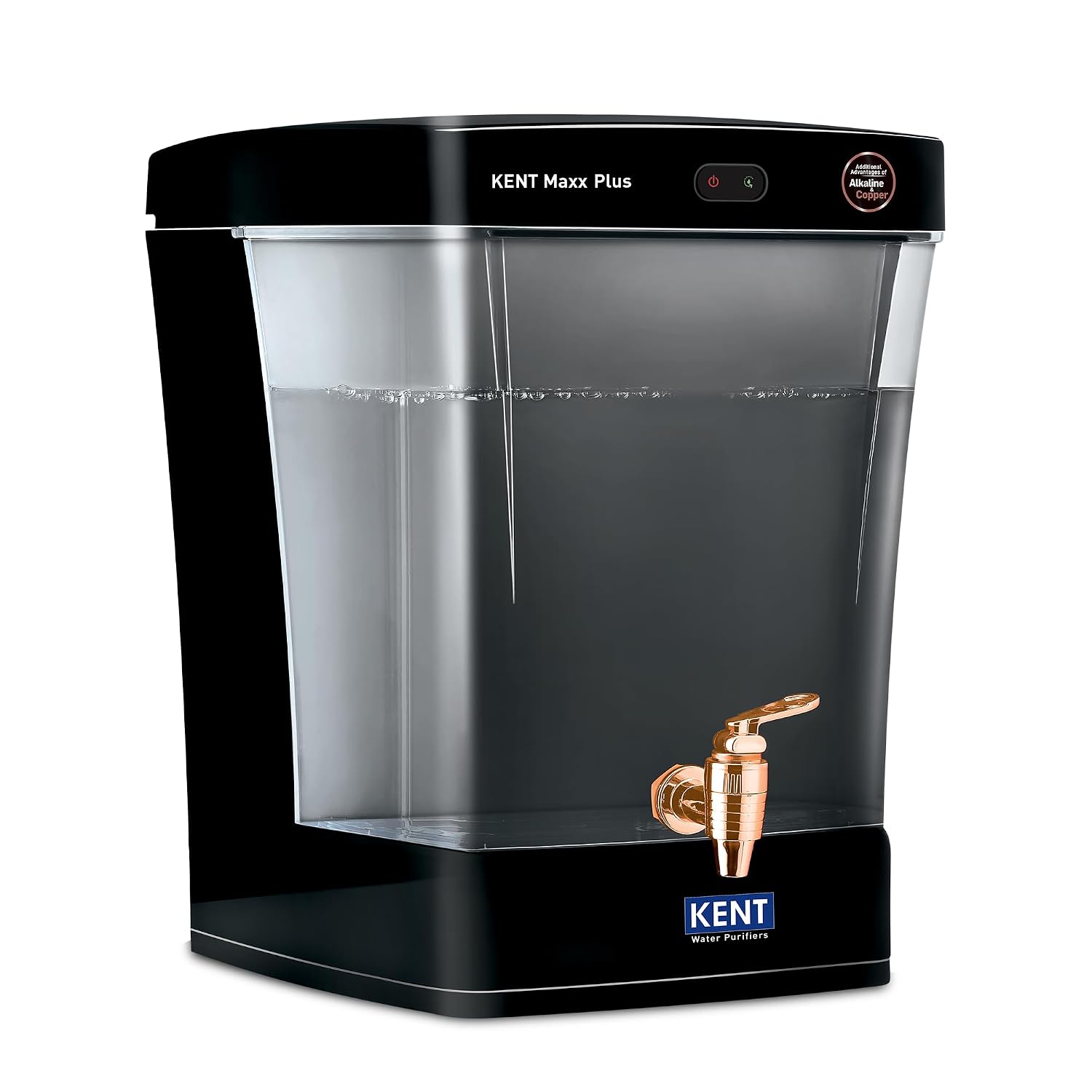 KENT Maxx Plus B UV Water Purifier | UV+UF+Alk+Cu | 7L Transparent Detachable Tank | With Benefits of Alkaline&Copper | Fully Automatic Operation | UV Fail Alarm | Wall Mountable | 60 L/hr Output |Black Kent