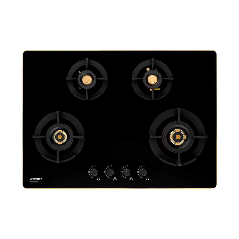Crompton HOB-VPDC-MBL 82 cm 4 BurnerS Built-in Gas Hob With High Efficiency Brass Burners, Auto-Ignition and 8 MM Toughened Glass Mahajan Electronics Online