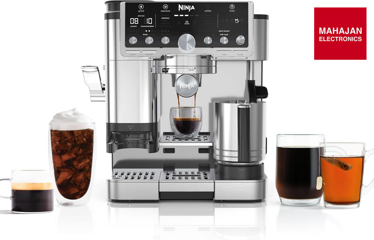 Ninja ES701 Luxe Café Pro Series, Espresso Machine, Drip Coffee, Cold Brew, Hot Water, Integrated Tamper, Built-in Grinder, Hands-Free Frother for – Mahajan Electronics Online.