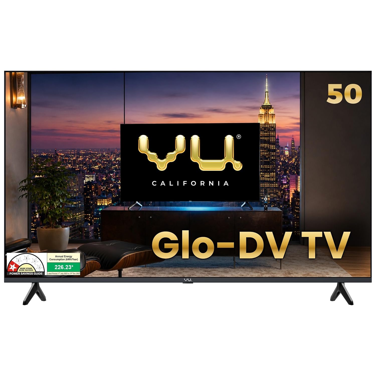 Vu 50GLOQLEDDV California 126cm (50 inches) GloQLED Smart Google 4K TV 2026 | 500Nits Glo Brightness Dolby Vision Picture I Dolby Atmos 30W VuFX Sound VU Technologies