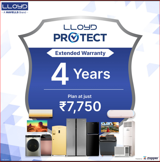 Lloyd 4 Year Extended Comprehensive Warranty Plan for Window & Split AC, Refrigerators with Gas Charging, PCB & Compressor Cover OGeneral