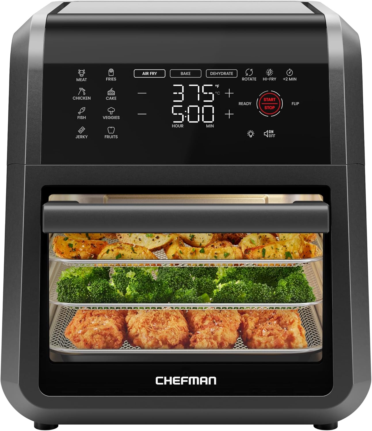 Chefman RJ38-RDO-V12-IN 12-Quart 5-in-1 Air Fryer Oven with Digital Timer, Touchscreen, and 12 Presets - Family Size Countertop Convection Oven, Dishwasher-Safe Parts Mahajan Electronics Online