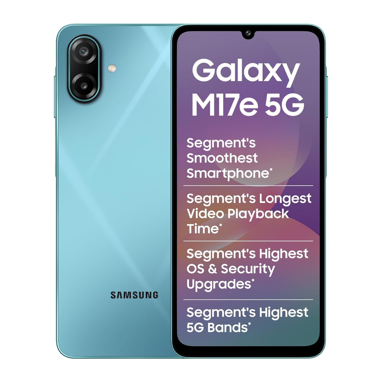 Samsung Galaxy M17e 5G Mobile (Blitz Blue, 6GB RAM, 128GB Storage) | Smoothest 120 Hz Refresh Rate| Monster 6000 mAh Battery | IP54 | 6 Gen OS Upgrades | AI | Gemini Live | Without Charger Samsung