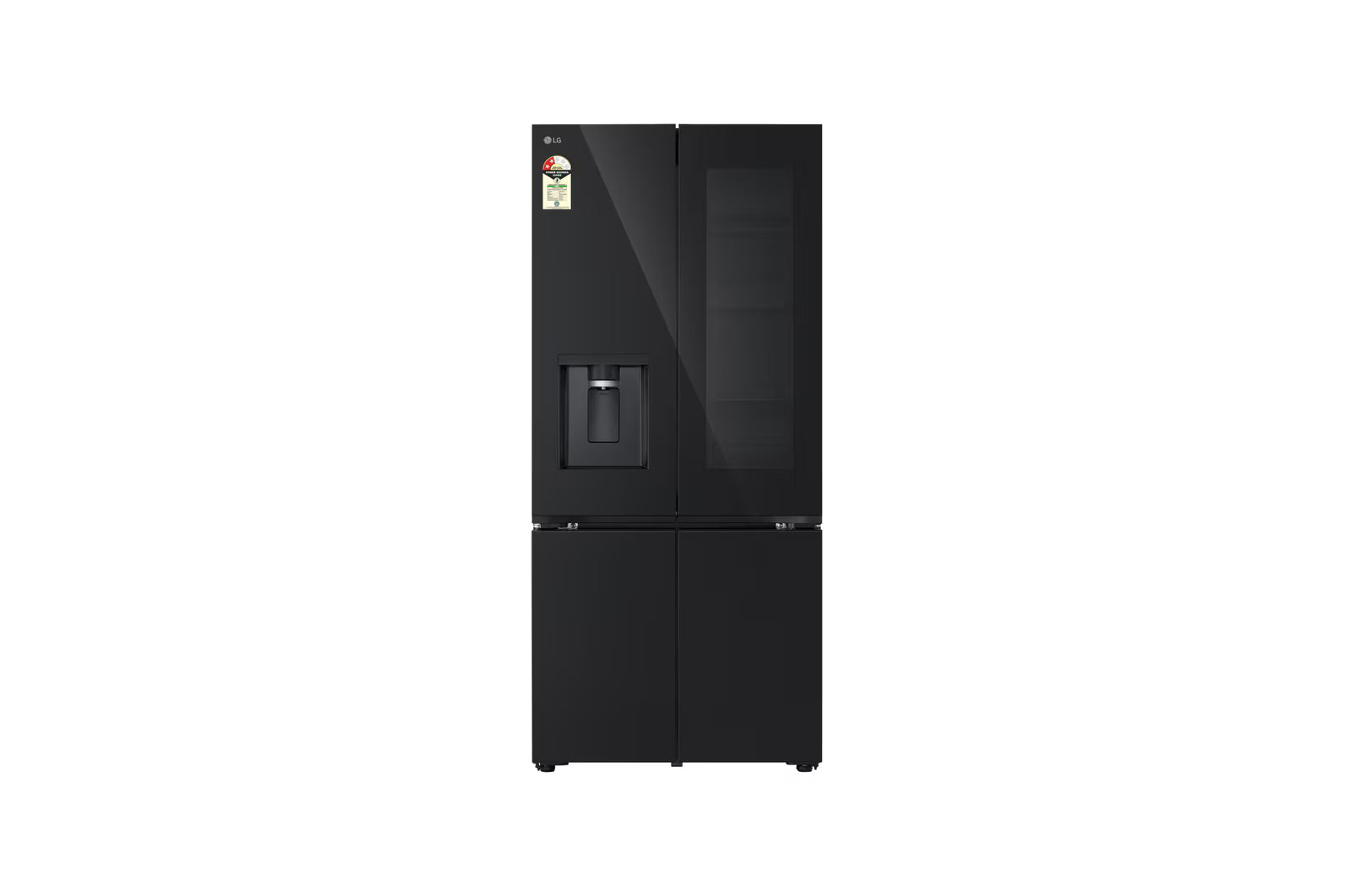LG GV-K25FFGFB 610L French Door Refrigerator, InstaView, Water Dispenser, Wi-Fi Convertible, Black Glass Finish, 2 Star Mahajan Electronics Online