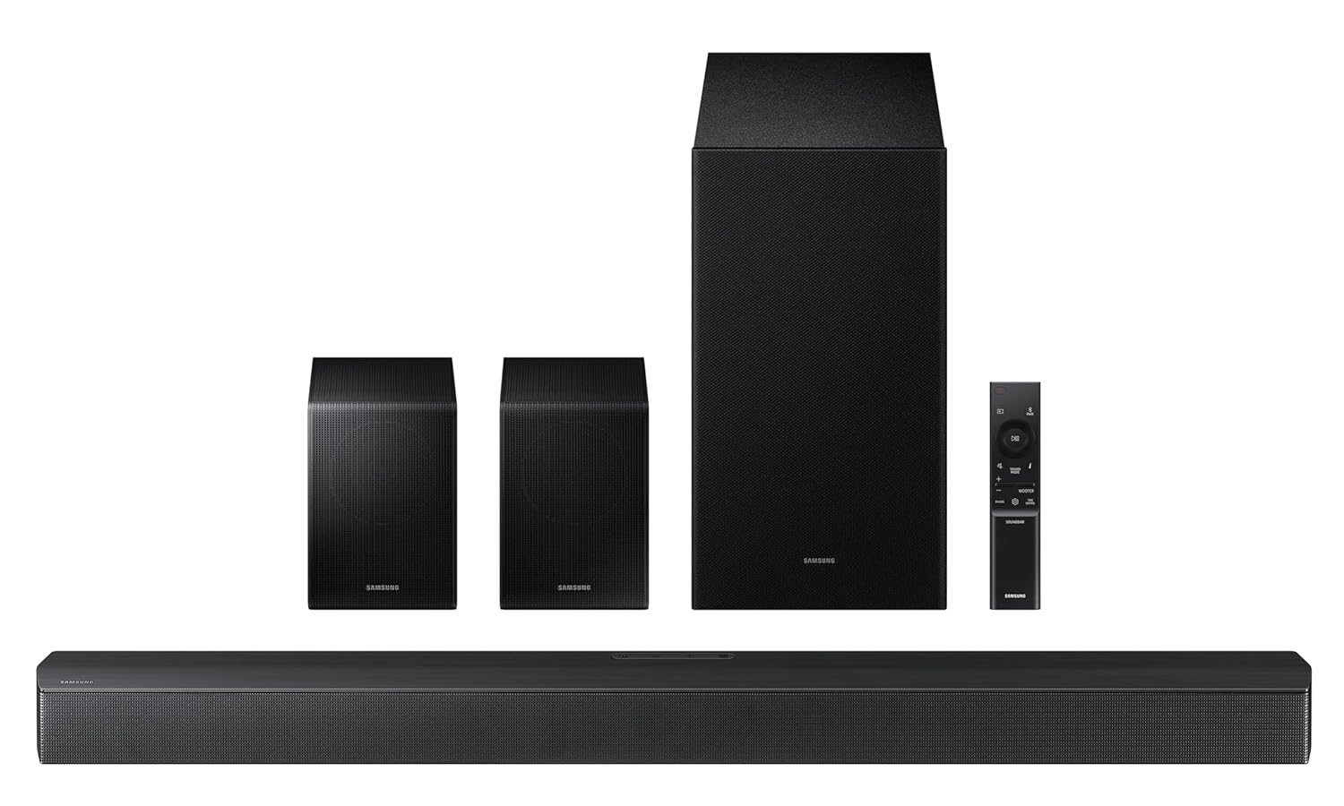 Samsung HW-B67EF/XL 490 W 5.1 ch Soundbar with Center Speaker | Dolby Audio | DTS Virtual:X | Q-Symphony | Wireless Rear Speaker | HDMI ARC|Bluetooth | USB Music Playback | Wireless Subwoofer ( Black) Samsung