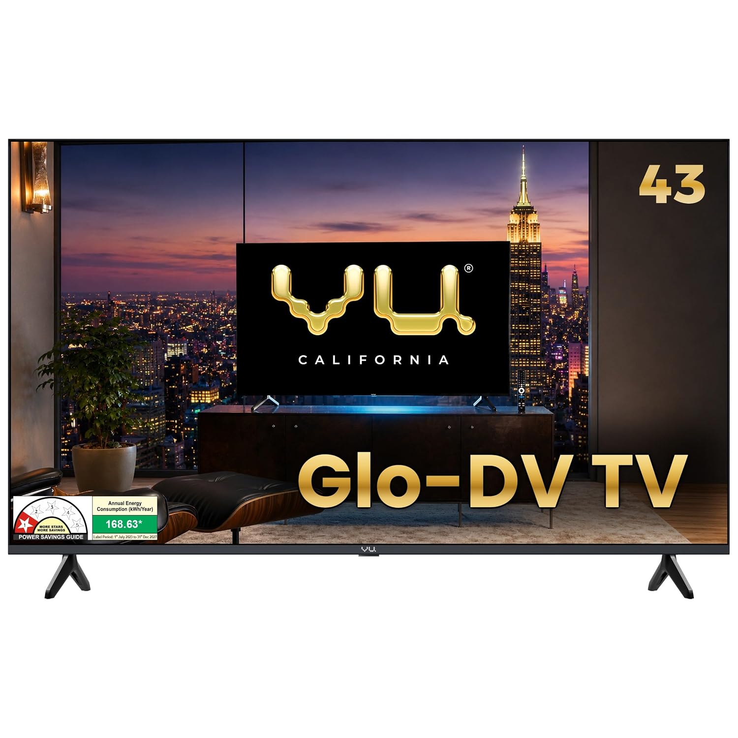 Vu GLO43QLEDDV California 108cm (43 inches) GloQLED Smart Google 4K TV 2026 | 400Nits Glo Brightness Dolby Vision Picture I Dolby Atmos 30W VuFX Sound VU Technologies