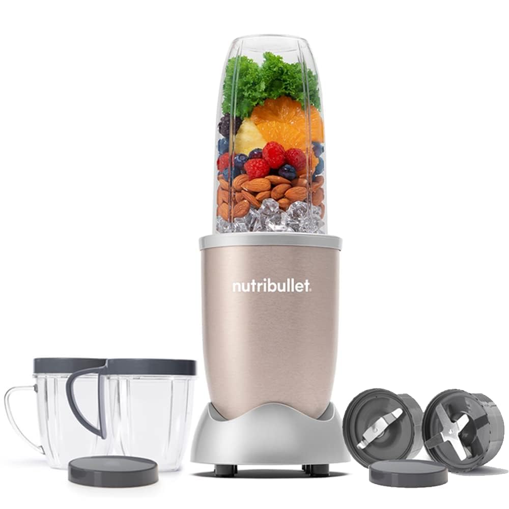 Nutribullet Pro 900W Champagne Gold, 12 Pcs Set, Mixer / Grinder / Smoothie Maker, "The Original ", Food Processor, Best Blender, 3 Unbreakable Jars, 2 Blade Set (Wet & Dry) - 900 Watts Mahajan Electronics Online