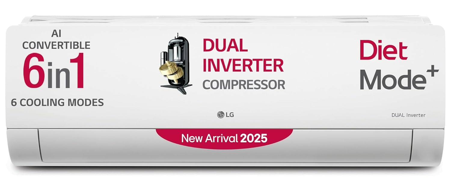 LG US-Q24ENXE 2 Ton 3 Star DUAL Inverter Split AC (Copper, AI Convertible 6-in-1, Diet Mode+, Faster Cooling & Energy Saving, 4 Way Swing, HD Filter with Anti-Virus Protection, White) Mahajan Electronics online