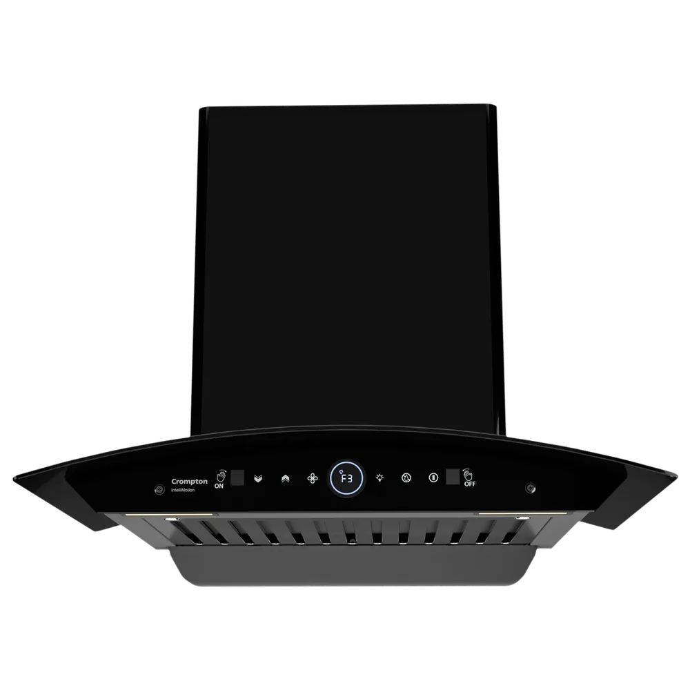 Crompton CHD-IMC60FLE-IND IntelliMotion 60cm 1206m³/hr Ducted Wall Mounted Chimney with Filterless Technology (Black) Mahajan Electronics Online