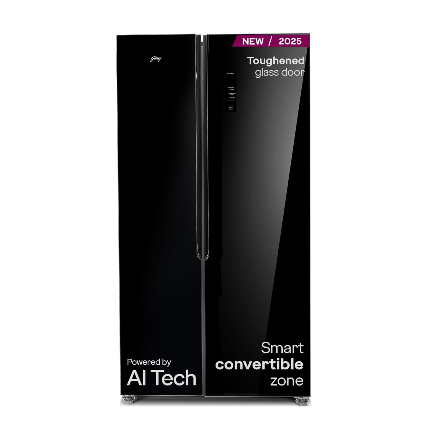 Godrej RS EONVELVET 646C RIT OP BK 600 L, 3 Star, 1+2 Years Additional Warranty, Smart Convertible Zones, Toughened Glass Door Frost Free Inverter Side By Side Refrigerator(2025 Model, Opera Black) Mahajan Electronics online