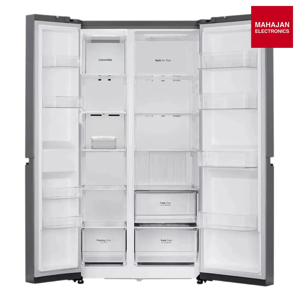 LG GL-B257JDS3 650 Litres 3 Star Side-by-Side Convertible Refrigerator with Multi-Air Flow | Smart Diagnosis | Smart Inverter Compressor ( Dazzle Steel) Mahajan Electronics Online