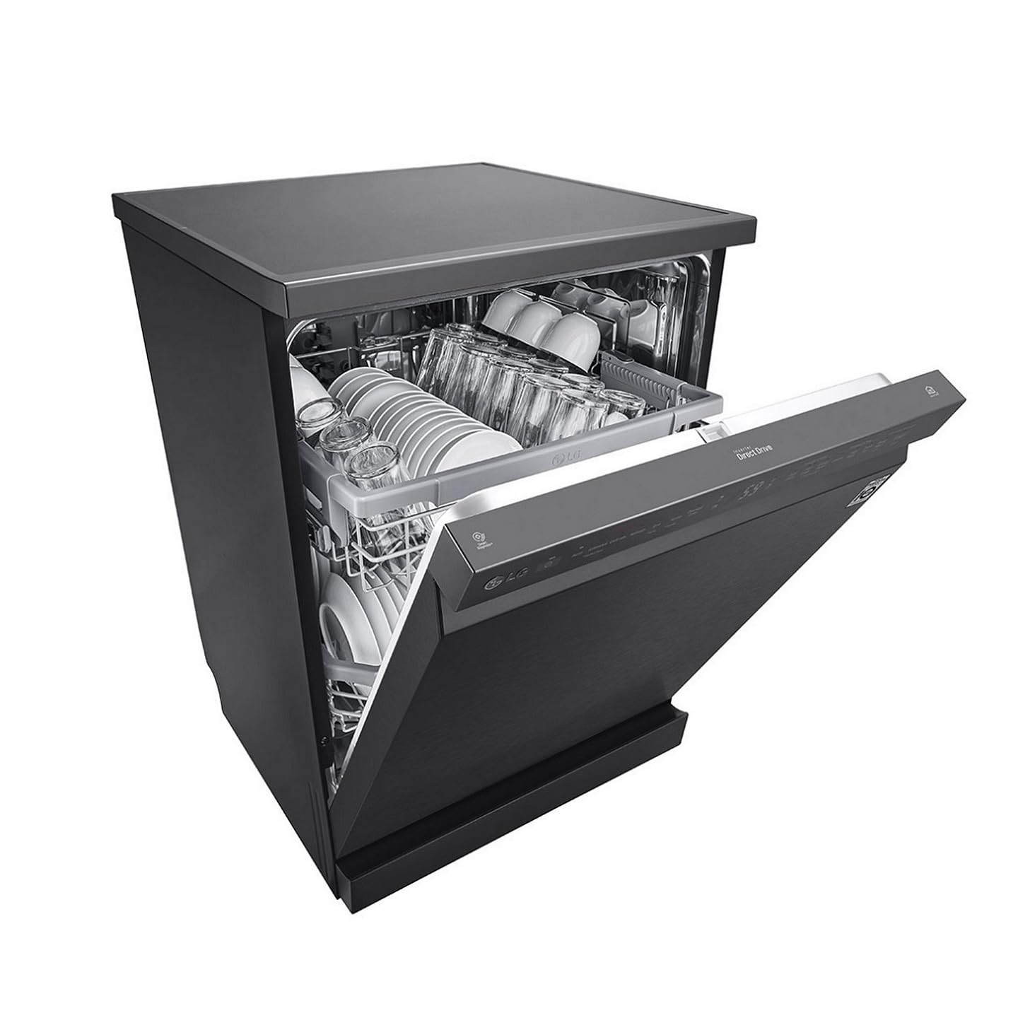 LG DFB424FM 14 Place Setting Dishwasher | TrueSteam, QuadWash, EasyRack Plus, Wi-Fi Enabled, Matte Black, Inverter Direct Drive Motor | Freestanding Dishwasher for Indian Kitchens