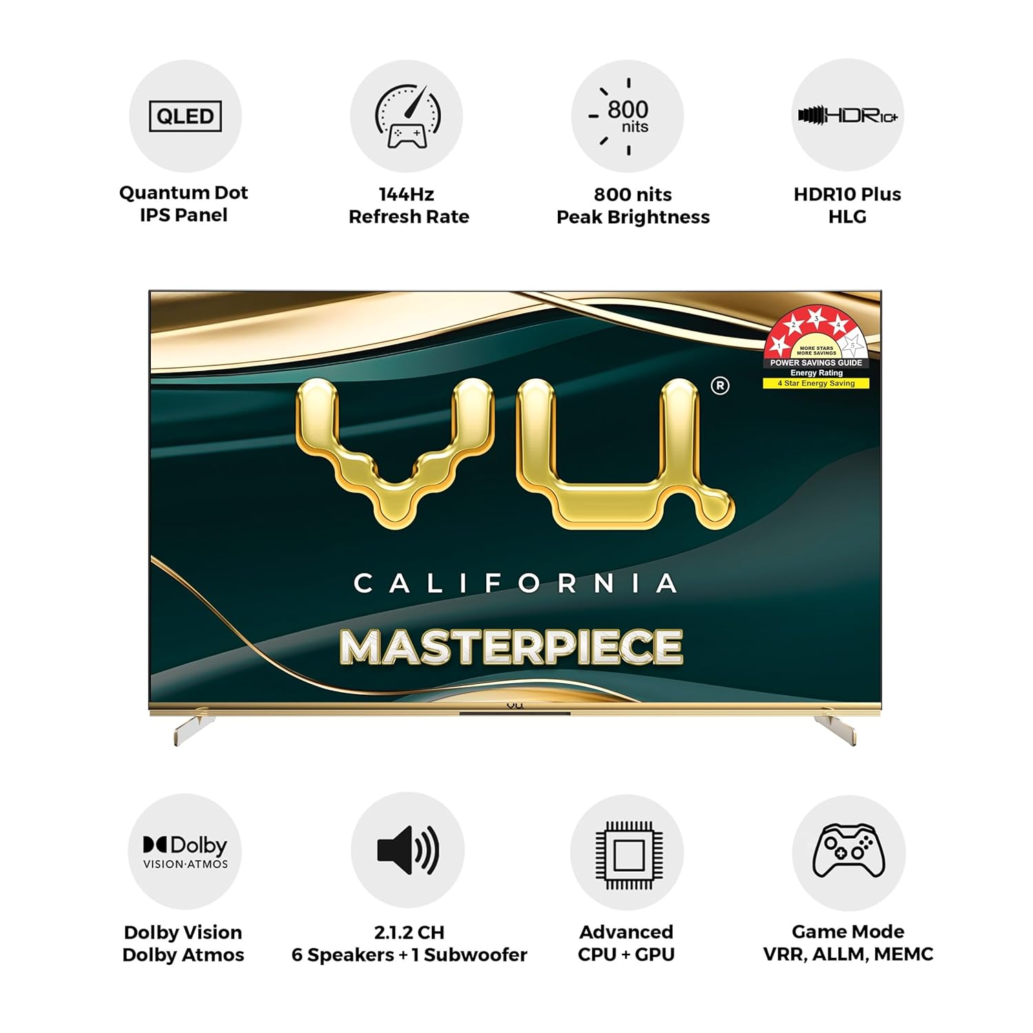 Vu 55 MASTERPIECE With 3 years Brand Warranty (55 inches) Masterpiece Frame Series 4K QLED TV (Armani Gold) 2025 Mahajan Electronics Online