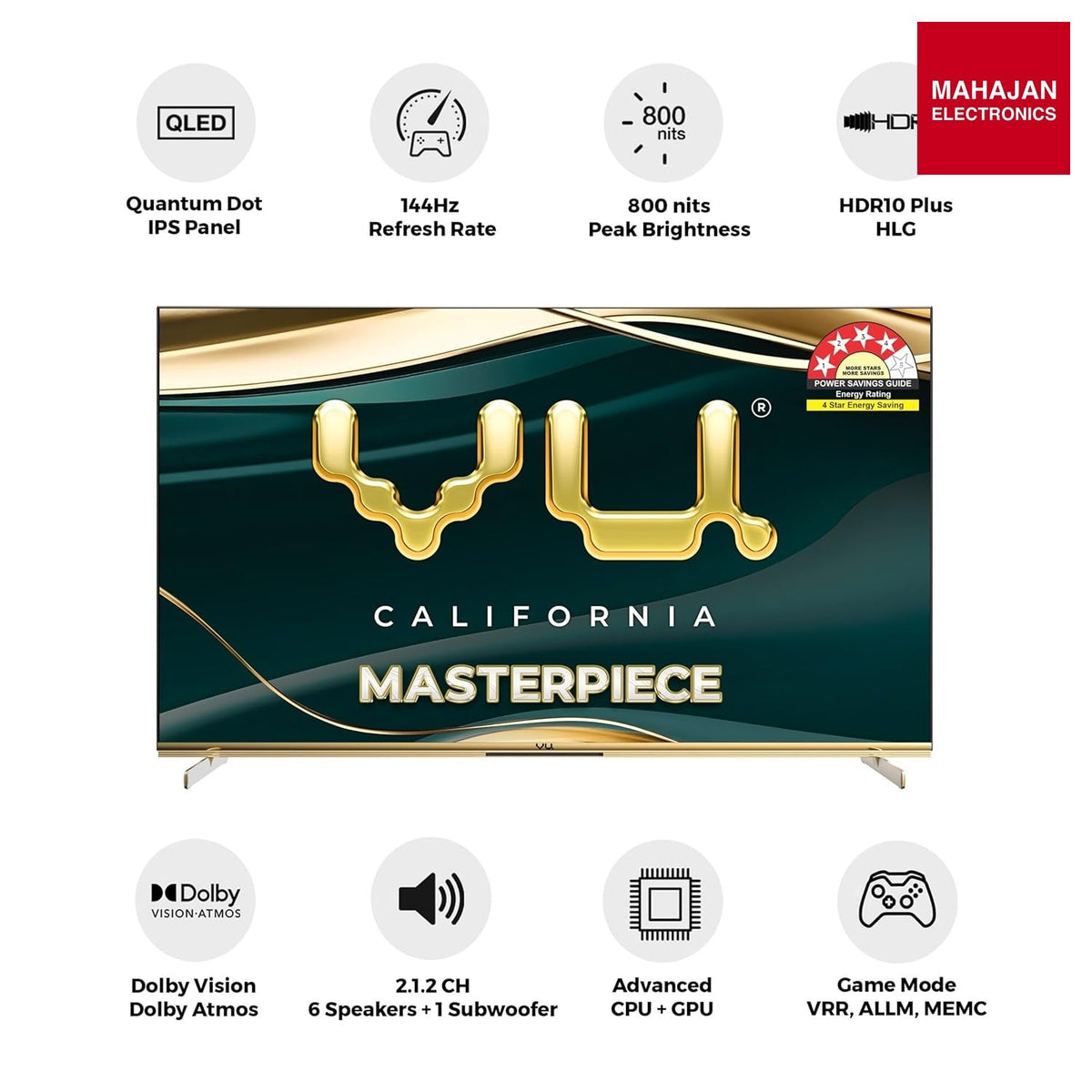 Vu 55 Masterpiece 55 Inch (139 cm) 4K QLED Google TV, Masterpiece Frame Series with 144Hz (Armani Gold) – Mahajan Electronics Online.