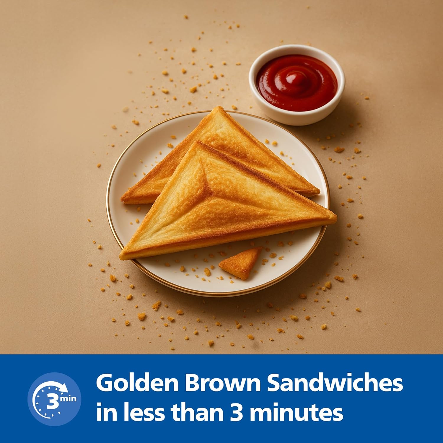 Philips HD3000/80 IN SANDWICH MAKER TOAST | XL size | Black with Metallic Finish | Non Stick Plate | UHD Technology | Easy Locking Mahajan Electronics Online